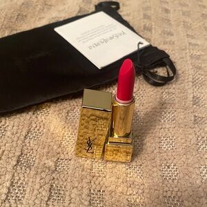 Yves Saint Laurent Pink-Red travel size Lipstick in Gold Case